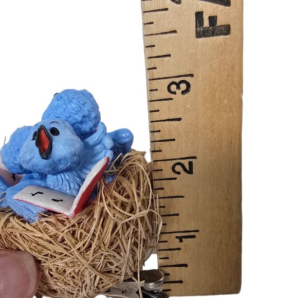 Blue Bird Christmas Ornament Clip On Nest Holiday Blue Jay Singing Trio Hallmark - Picture 8 of 8